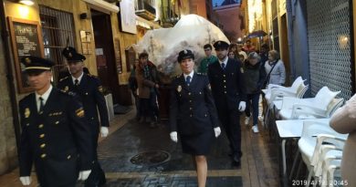 Procesión del Viernes Santo ,corta y envuelta en plásticos Procesión del Viernes Santo ,corta y envuelta en plásticos