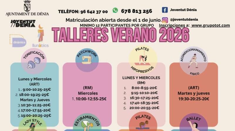 Dénia impulsa una nueva edición de los talleres de verano de Llunàtics y Dinàmics